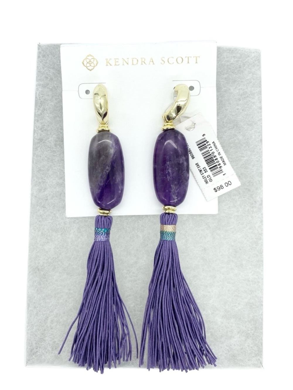 Kendra Scott Insley Tassel Statement Earrings New Amethyst Purple